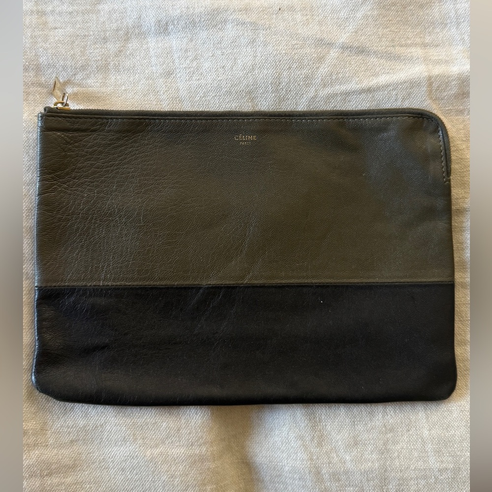Celine black and green Leather clutch